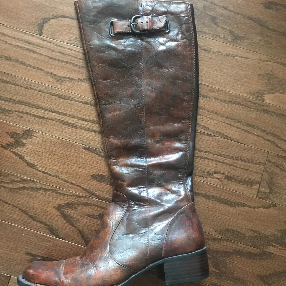 Brown leather boots